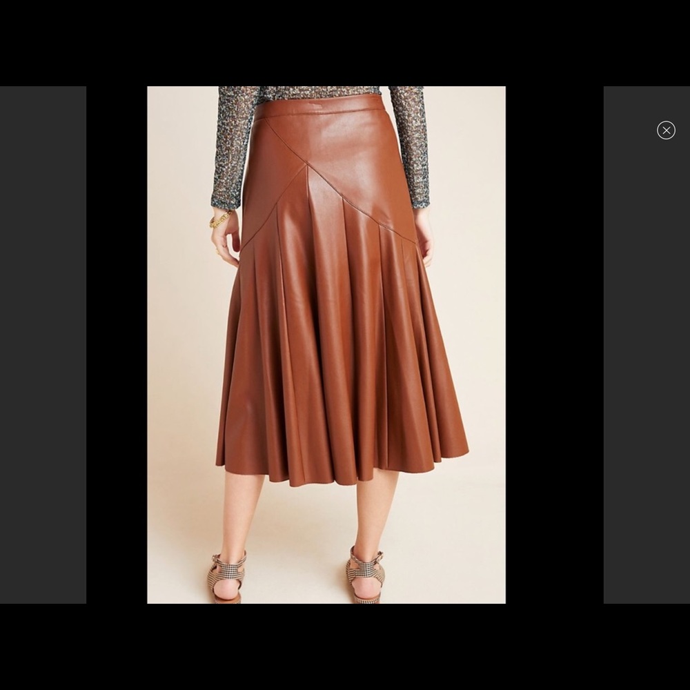 Anthropologie Maeve Vegan Leather Midi Skirt - Picture 2 of 2